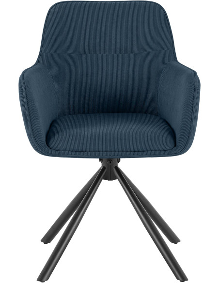 Chaise de salle à manger pivotante bleue en velours côtelé 58 x 59 x 84 cm Yasna