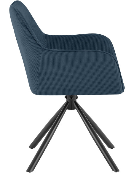 Chaise de salle à manger pivotante bleue en velours côtelé 58 x 59 x 84 cm Yasna