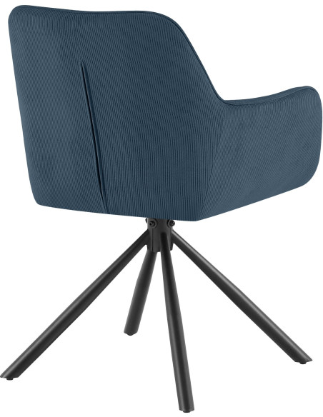 Chaise de salle à manger pivotante bleue en velours côtelé 58 x 59 x 84 cm Yasna