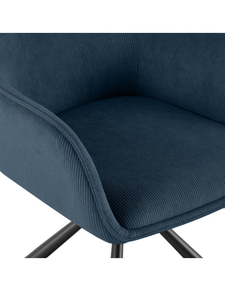 Chaise de salle à manger pivotante bleue en velours côtelé 58 x 59 x 84 cm Yasna