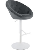 Tabouret de bar réglable pivotant gris foncé et blanc en velours et métal 65 x 57 x 66 à 87 cm Sigur