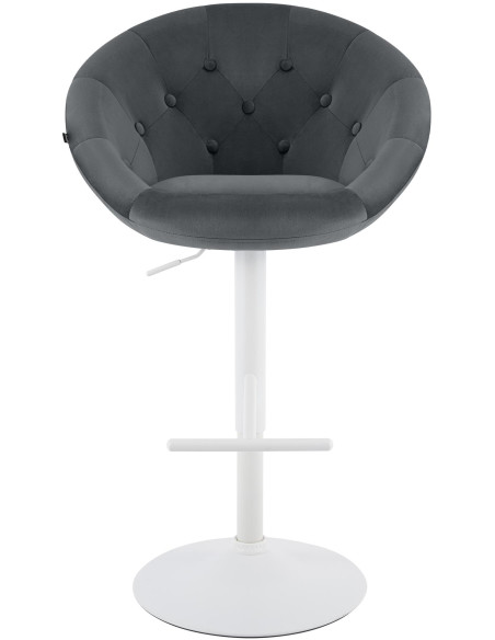 Tabouret de bar réglable pivotant gris foncé et blanc en velours et métal 65 x 57 x 66 à 87 cm Sigur