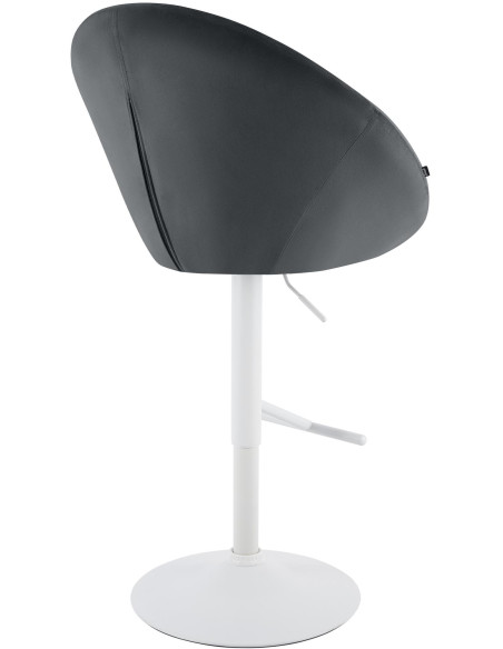 Tabouret de bar réglable pivotant gris foncé et blanc en velours et métal 65 x 57 x 66 à 87 cm Sigur