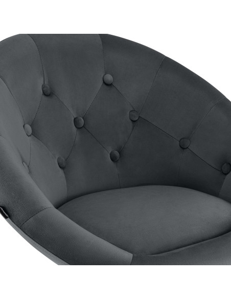 Tabouret de bar réglable pivotant gris foncé et blanc en velours et métal 65 x 57 x 66 à 87 cm Sigur
