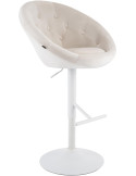 Tabouret de bar réglable pivotant crème et blanc en velours et métal 65 x 57 x 66 à 87 cm Sigur