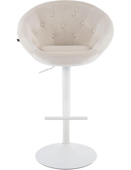 Tabouret de bar réglable pivotant crème et blanc en velours et métal 65 x 57 x 66 à 87 cm Sigur