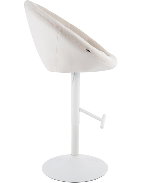 Tabouret de bar réglable pivotant crème et blanc en velours et métal 65 x 57 x 66 à 87 cm Sigur