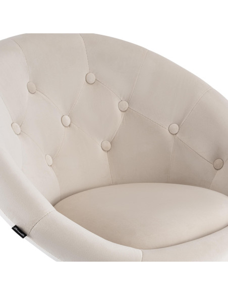 Tabouret de bar réglable pivotant crème et blanc en velours et métal 65 x 57 x 66 à 87 cm Sigur
