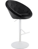 Tabouret de bar réglable pivotant blanc et noir en velours et métal 65 x 57 x 66 à 87 cm Sigur