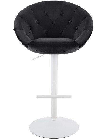 Tabouret de bar réglable pivotant blanc et noir en velours et métal 65 x 57 x 66 à 87 cm Sigur