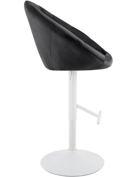 Tabouret de bar réglable pivotant blanc et noir en velours et métal 65 x 57 x 66 à 87 cm Sigur