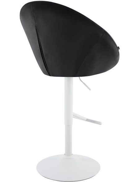 Tabouret de bar réglable pivotant blanc et noir en velours et métal 65 x 57 x 66 à 87 cm Sigur