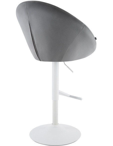 Tabouret de bar réglable pivotant blanc et gris en velours et métal 65 x 57 x 66 à 87 cm Sigur