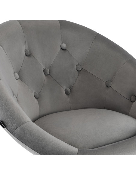 Tabouret de bar réglable pivotant blanc et gris en velours et métal 65 x 57 x 66 à 87 cm Sigur