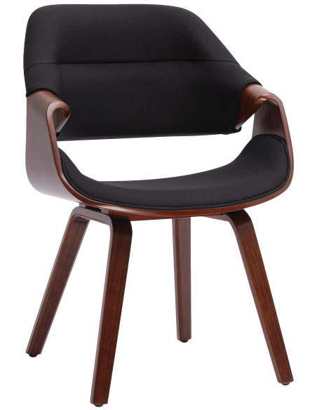 Chaise de salle à manger noire en tissu et bois noyer 62 x 60 x 87 cm Ebtis