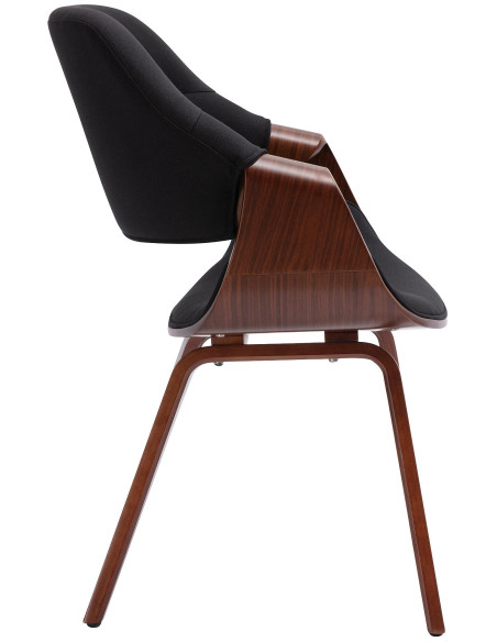 Chaise de salle à manger noire en tissu et bois noyer 62 x 60 x 87 cm Ebtis