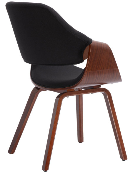 Chaise de salle à manger noire en tissu et bois noyer 62 x 60 x 87 cm Ebtis