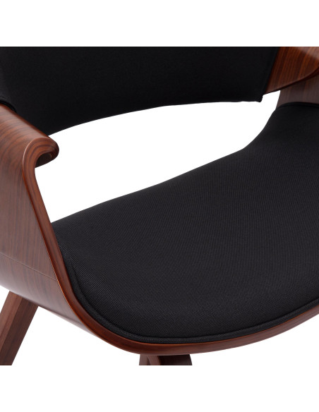 Chaise de salle à manger noire en tissu et bois noyer 62 x 60 x 87 cm Ebtis