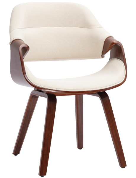 Chaise de salle à manger noix et crème en tissu et bois...