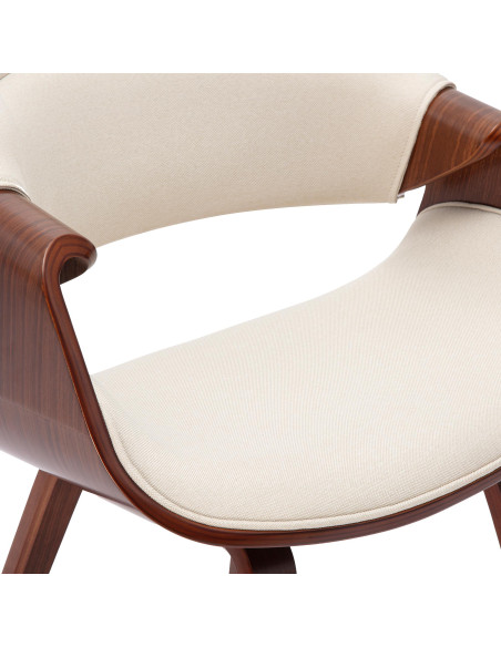 Chaise de salle à manger noix et crème en tissu et bois 62 x 60 x 87 cm Ebtis