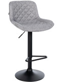 Tabouret de bar réglable pivotant gris en tissu et métal noir 50 x 52 x 84 à 105 cm Oziel