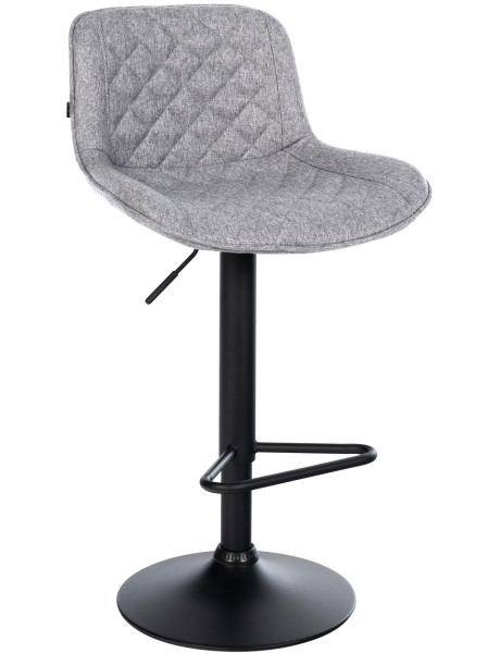 Tabouret de bar réglable pivotant gris en tissu et métal...