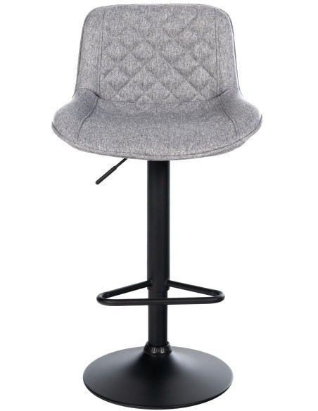 Tabouret de bar réglable pivotant gris en tissu et métal noir 50 x 52 x 84 à 105 cm Oziel