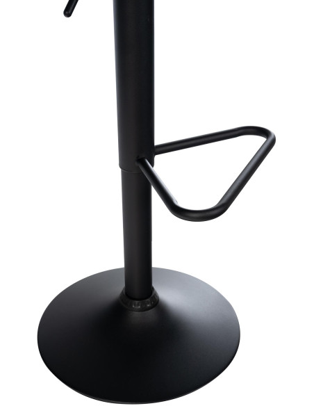 Tabouret de bar réglable pivotant gris en tissu et métal noir 50 x 52 x 84 à 105 cm Oziel