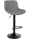 Tabouret de bar réglable pivotant gris foncé en tissu et métal noir 50 x 52 x 84 à 105 cm Oziel