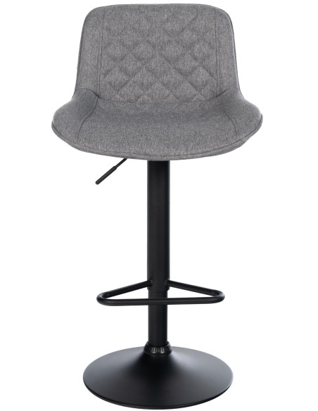 Tabouret de bar réglable pivotant gris foncé en tissu et métal noir 50 x 52 x 84 à 105 cm Oziel