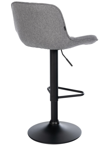 Tabouret de bar réglable pivotant gris foncé en tissu et métal noir 50 x 52 x 84 à 105 cm Oziel