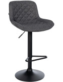Tabouret de bar réglable pivotant noir en tissu et métal noir 50 x 52 x 84 à 105 cm Oziel