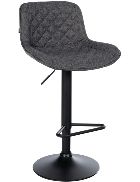 Tabouret de bar réglable pivotant noir en tissu et métal...
