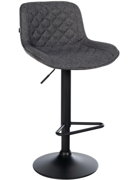 Tabouret de bar réglable pivotant noir en tissu et métal noir 50 x 52 x 84 à 105 cm Oziel