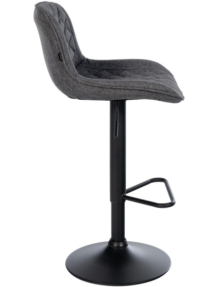 Tabouret de bar réglable pivotant noir en tissu et métal noir 50 x 52 x 84 à 105 cm Oziel