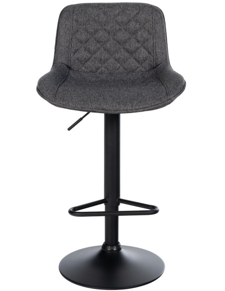 Tabouret de bar réglable pivotant noir en tissu et métal noir 50 x 52 x 84 à 105 cm Oziel