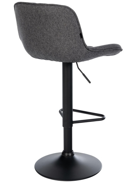 Tabouret de bar réglable pivotant noir en tissu et métal noir 50 x 52 x 84 à 105 cm Oziel