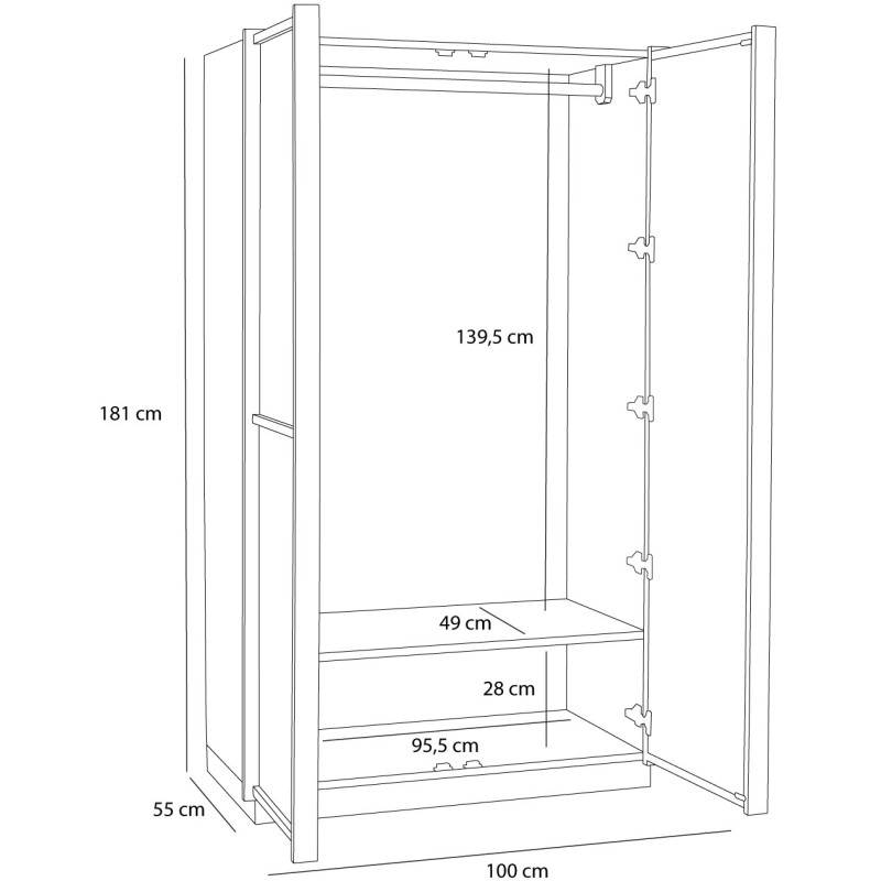 Armoire penderie large naturelle en...
