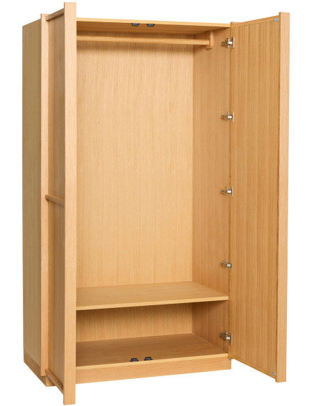 Armoire penderie large naturelle en MDF et chêne 100 x 55 x 181 cm Kura