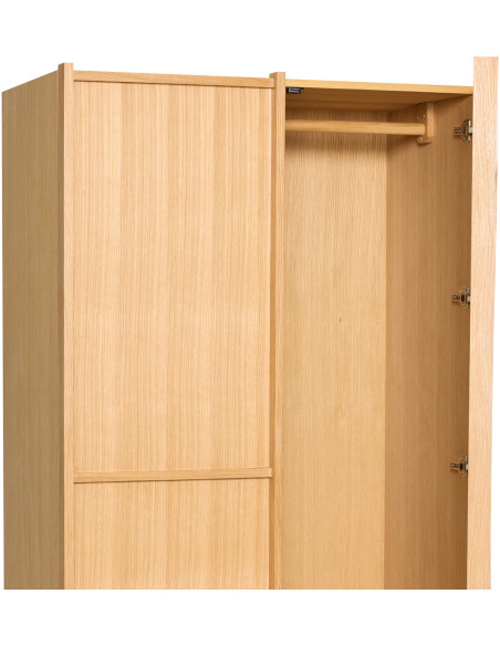 Armoire penderie large naturelle en MDF et chêne 100 x 55 x 181 cm Kura