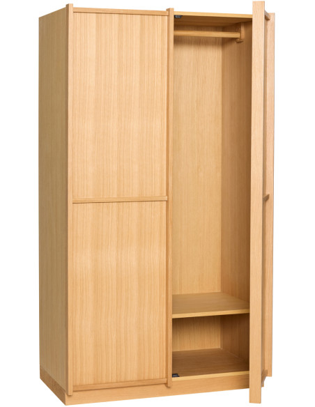 Armoire penderie large naturelle en MDF et chêne 100 x 55 x 181 cm Kura