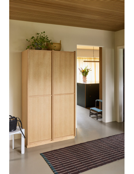 Armoire penderie large naturelle en MDF et chêne 100 x 55 x 181 cm Kura