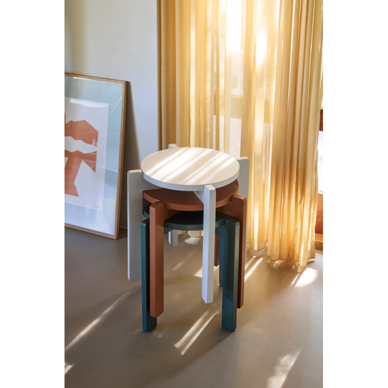 Tabouret gris clair en MDF et chêne Ø...
