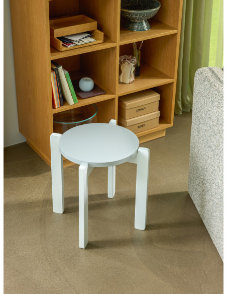 Tabouret gris clair en MDF et chêne Ø 45 x H 42 cm Always