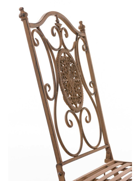 Salon de jardin 2 personnes marron antique en métal table 70 x 70 x 72 cm et chaises 40 x 50 x 92 cm Edris