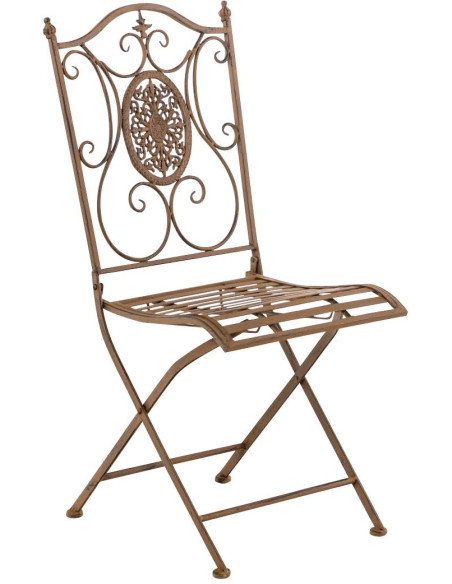 Salon de jardin 2 personnes marron antique en métal table 70 x 70 x 72 cm et chaises 40 x 50 x 92 cm Edris