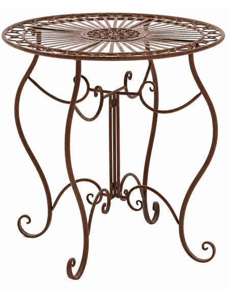 Salon de jardin 2 personnes marron antique en métal table 70 x 70 x 72 cm et chaises 40 x 50 x 92 cm Edris