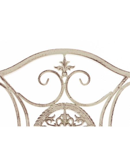 Salon de jardin 2 personnes crème antique en métal table 70 x 70 x 72 cm et chaises 40 x 50 x 92 cm Edris