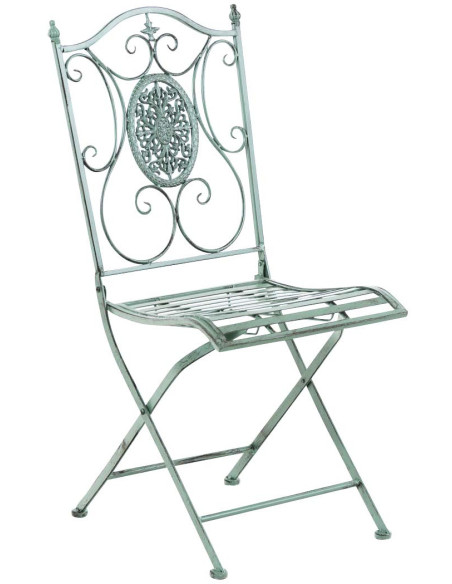 Salon de jardin 2 personnes vert antique en métal table 70 x 70 x 72 cm et chaises 42 x 49 x 91,5 cm Edris