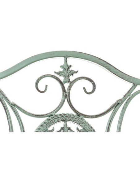Salon de jardin 2 personnes vert antique en métal table 70 x 70 x 72 cm et chaises 42 x 49 x 91,5 cm Edris